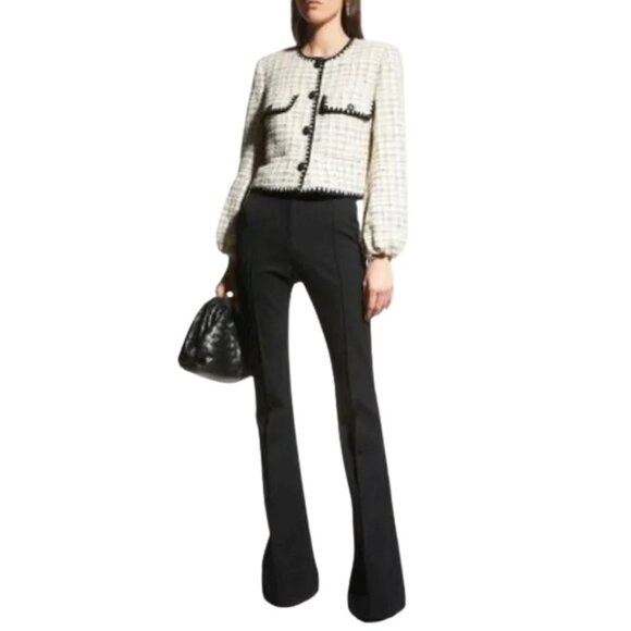 VERONICA BEARD Tweed Embroidered Contrast Stitch Collarless Blazer. Size 2. - Picture 4 of 7